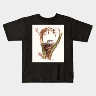 Mrs. Hummingbird - Watercolor Kids T-Shirt